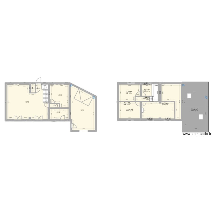 Maison. Plan de 18 pièces et 205 m2
