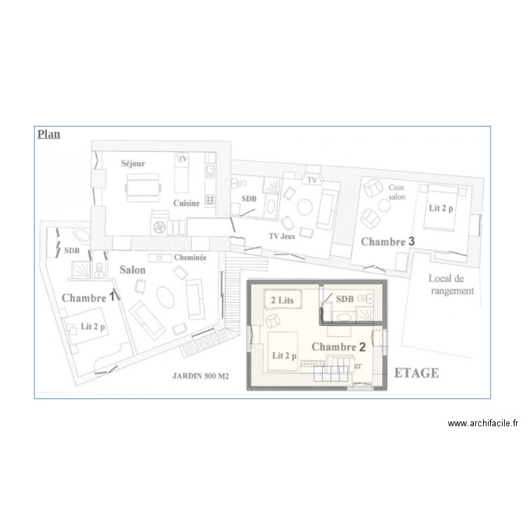 DROUET 1ER. Plan de 2 pièces et 11 m2