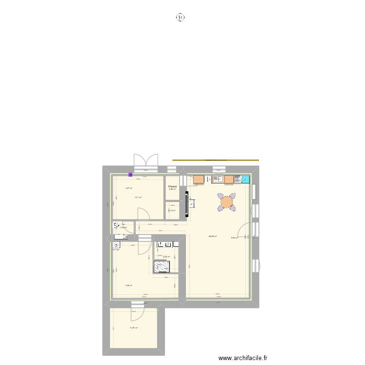 Mado rez de chaussée. Plan de 11 pièces et 105 m2