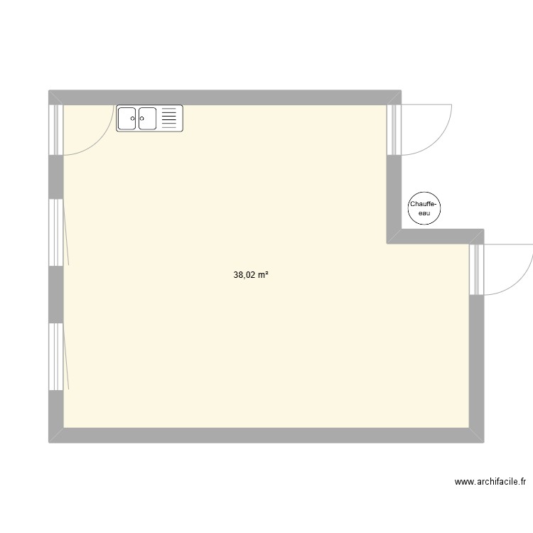 chirassimont. Plan de 1 pièce et 38 m2