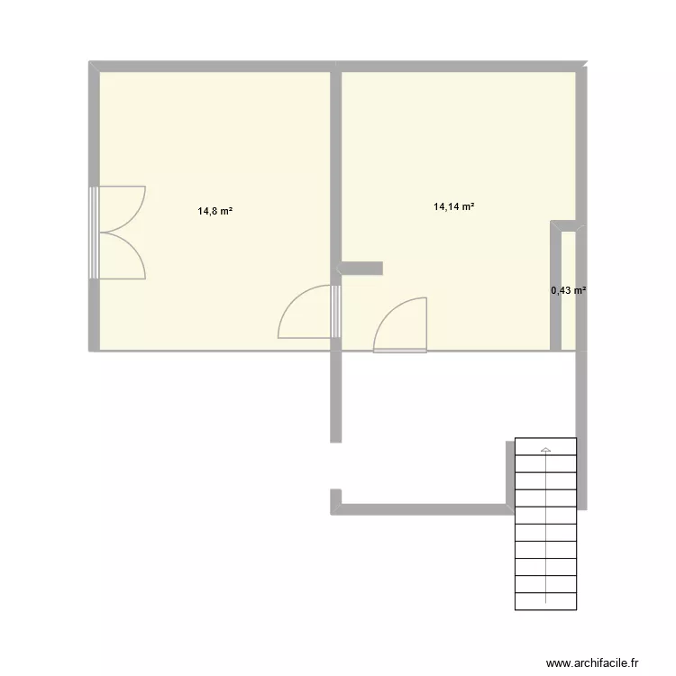 SdB. Plan de 3  et 29 m²