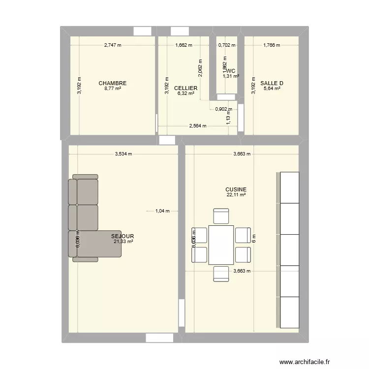 NGANGUE. Plan de 6 Pièces et 65 m² NGANGUE. Plan de 6 Pièces et 65 m²