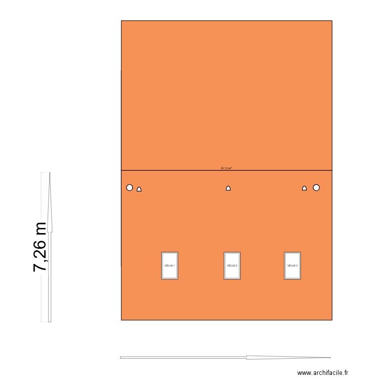 panneaux solaires. Plan de 1 pièce et 87 m2
