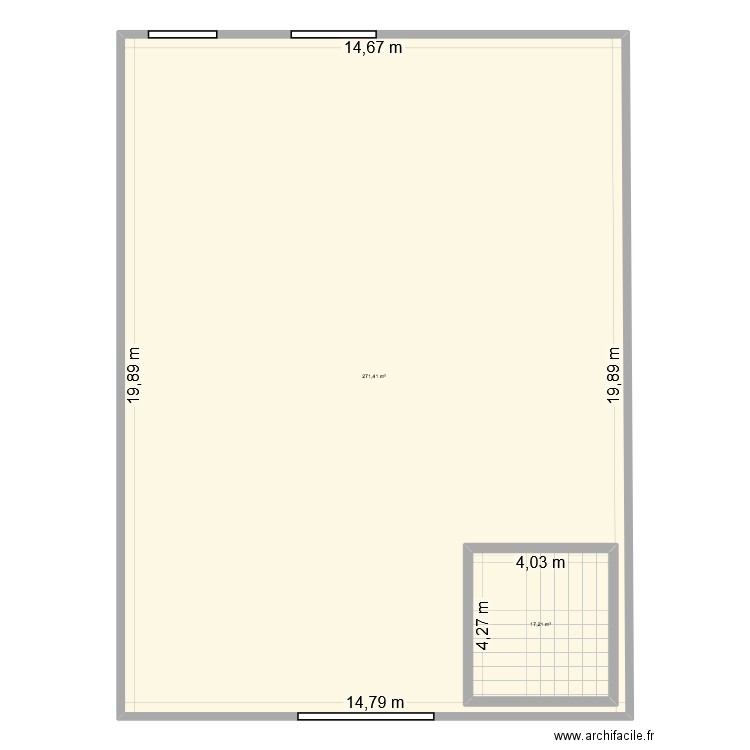 Projet Hangar. Plan de 2 pièces et 310 m2