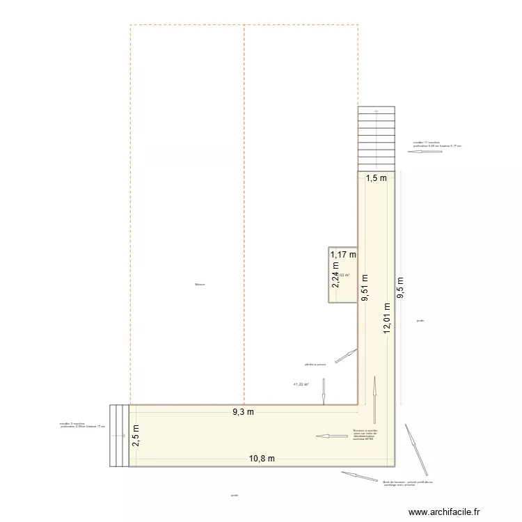 terrasse Darlay. Plan de 2  et 44 m²