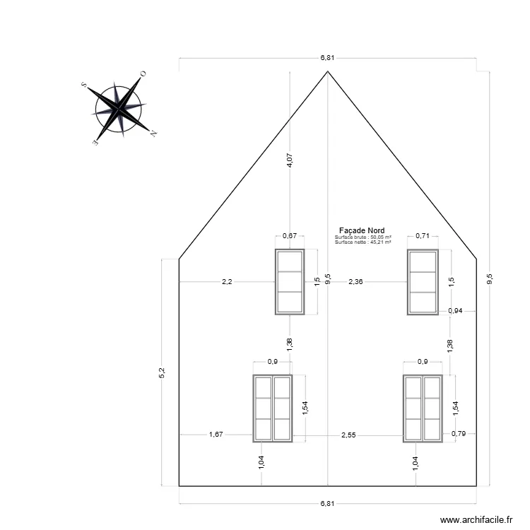 Fa&ccedil;ade  Nord. Plan de 