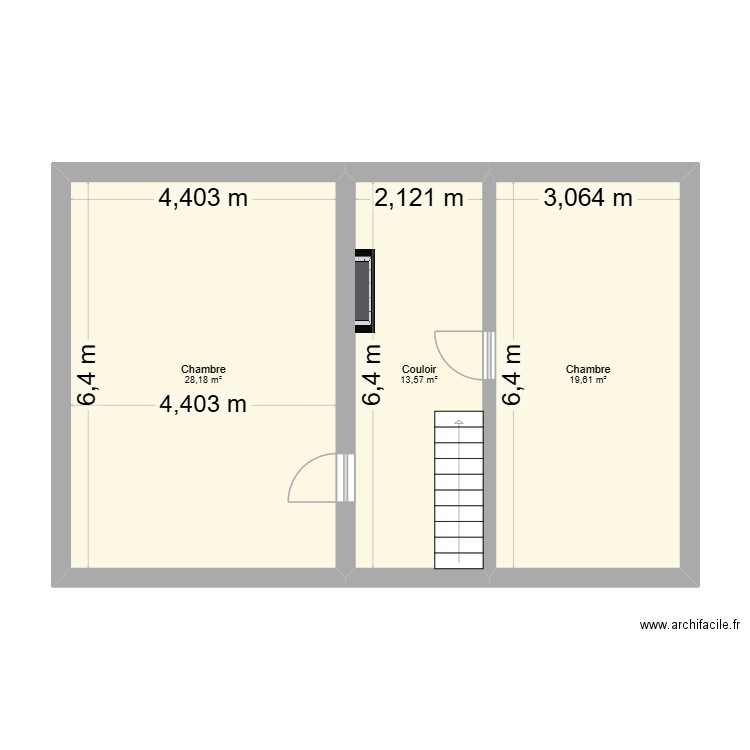 etage nous. Plan de 3 pièces et 61 m2