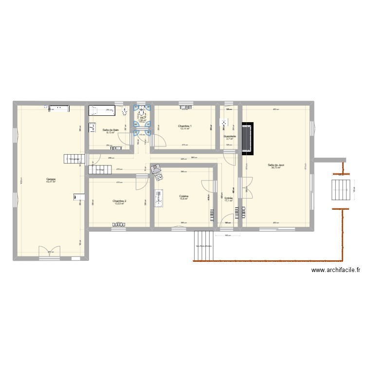 VILLA ARNAVES. Plan de 9 pièces et 154 m2