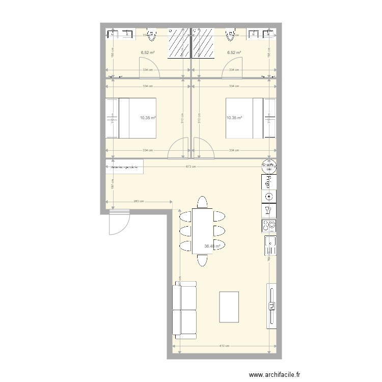 galyce bey 1. Plan de 5 pièces et 70 m2