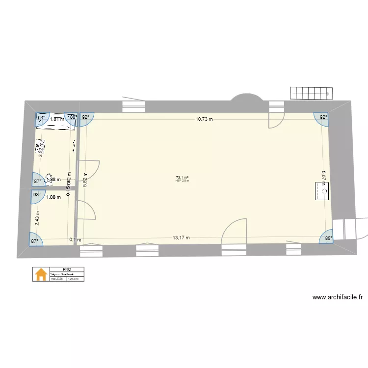plan salon Quellou&eacute;. Plan de 1  et 73 m²