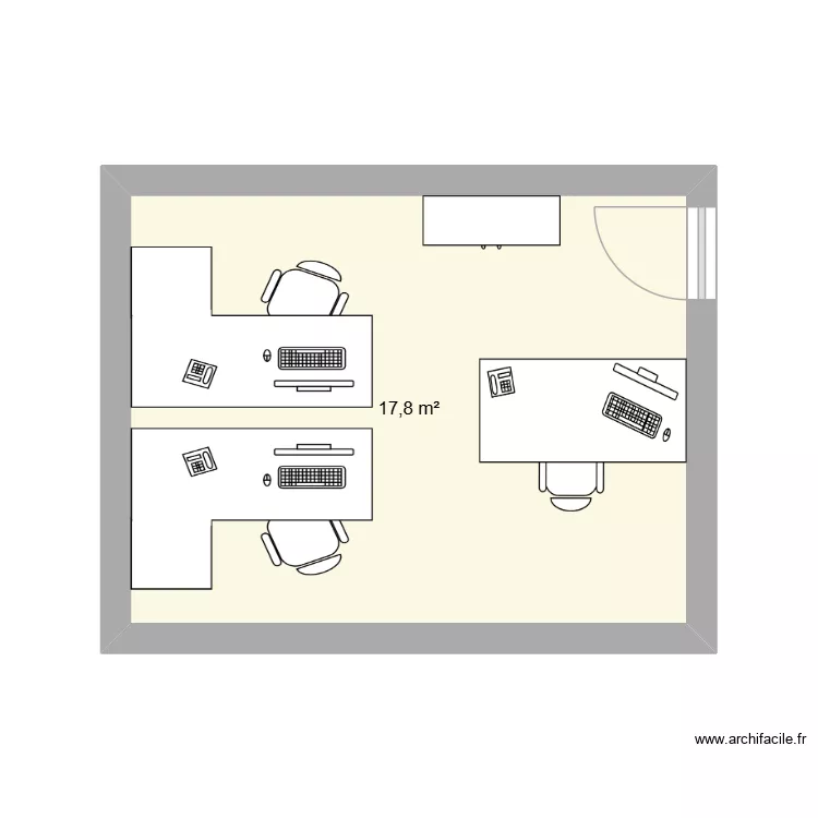 Bureau 25. Plan de 1  et 18 m²
