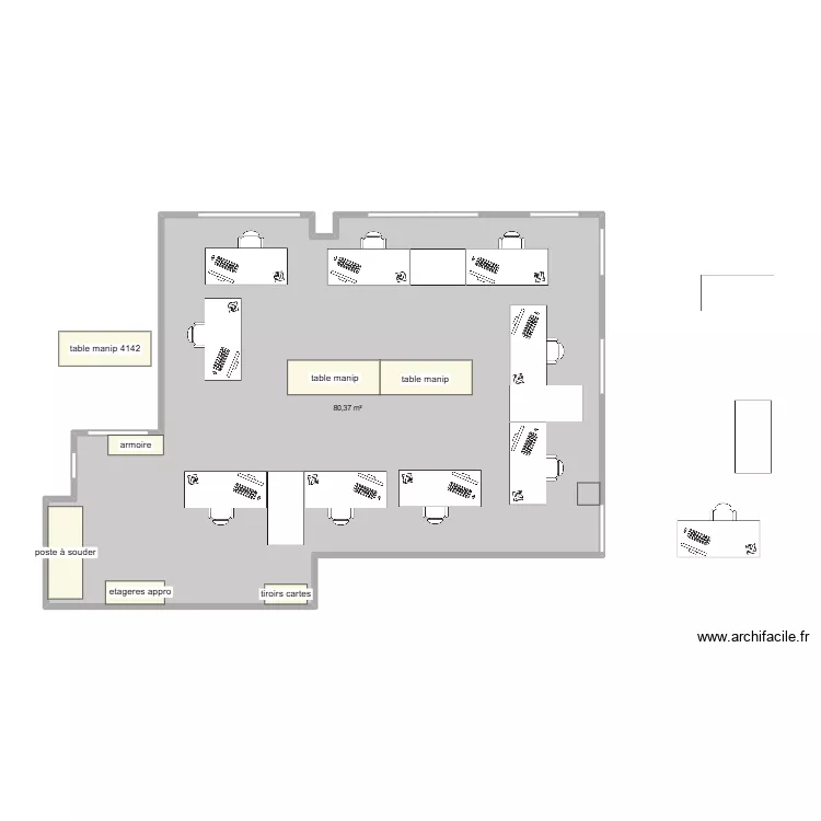 Pierre tentative. Plan de 1  et 80 m²