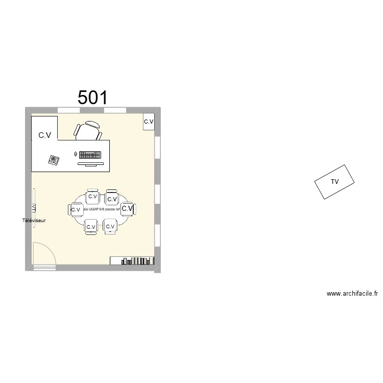 Bureau 501 - V.CARRÉ V1. Plan de 1 pièce et 24 m2