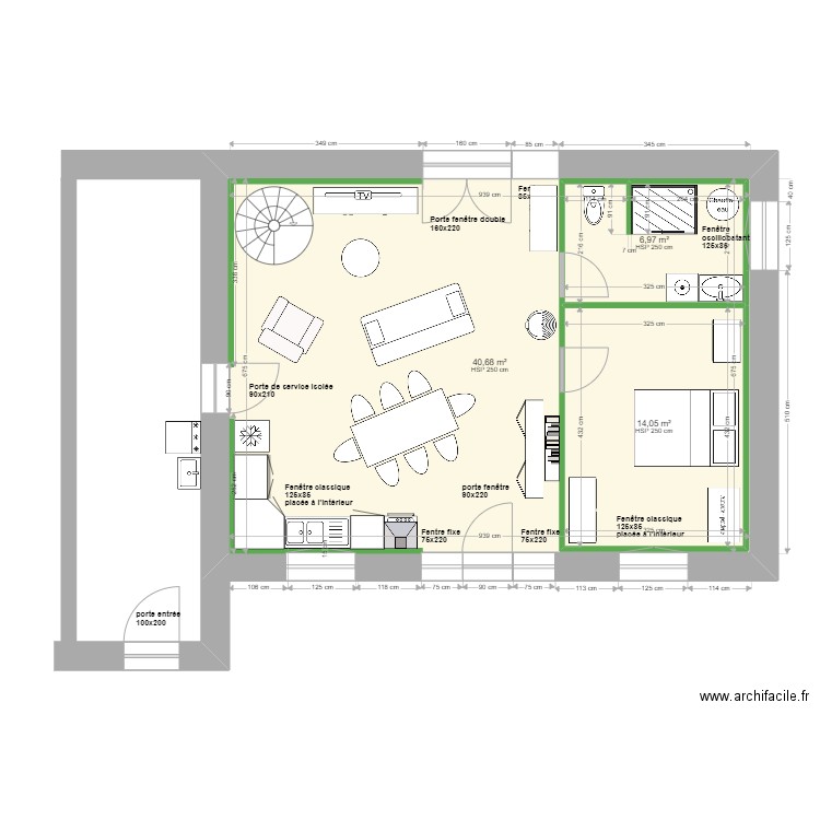 plan 3.2. Plan de 6 pièces et 157 m2