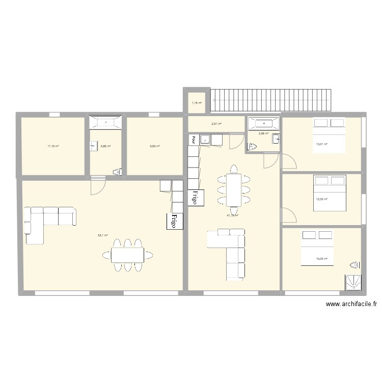 Le Patricia. Plan de 11 pièces et 169 m2