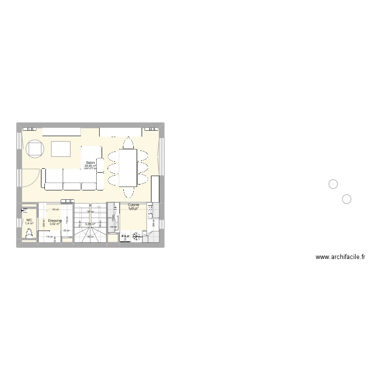 M1 Niveau RDC. Plan de 8 pièces et 43 m2