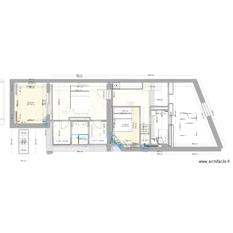 PLAN BLAISE BAS MALIK 6. Plan de 14 pièces et 78 m2