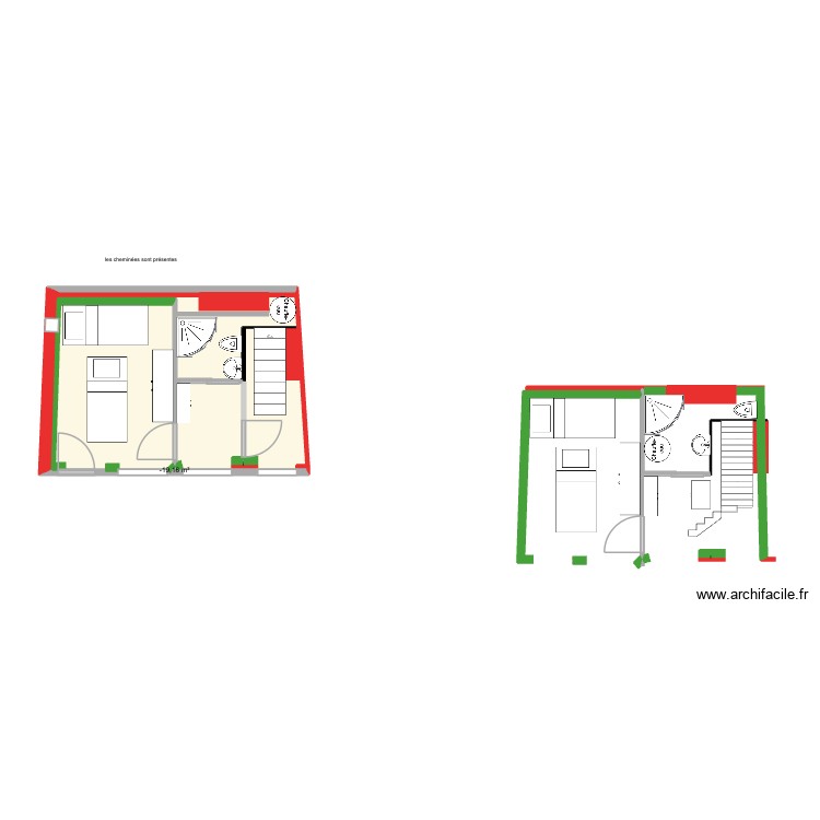 D&eacute;pendance Joigny proposition echelle et chemin&eacute;e existantes. Plan de 0 pièce et 0 m2