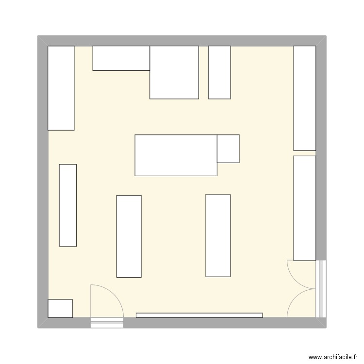 metro. Plan de 1 pièce et 43 m2