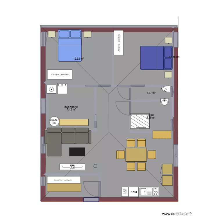 projet. Plan de 5 Pièces et 26 m²