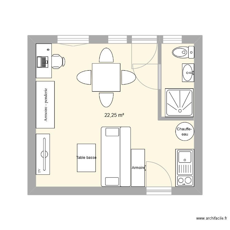 projet studio angouleme 2. Plan de 1 pièce et 22 m2