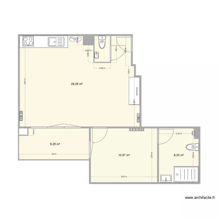 appart plan. Plan de 6  et 54 m²
