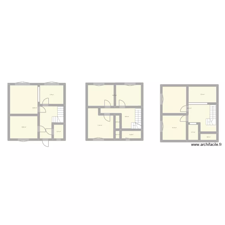 Maison. Plan de 15  et 133 m²