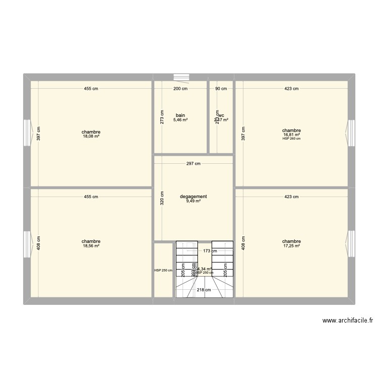 CAPDEVILLE R+1. Plan de 9 pièces et 94 m2
