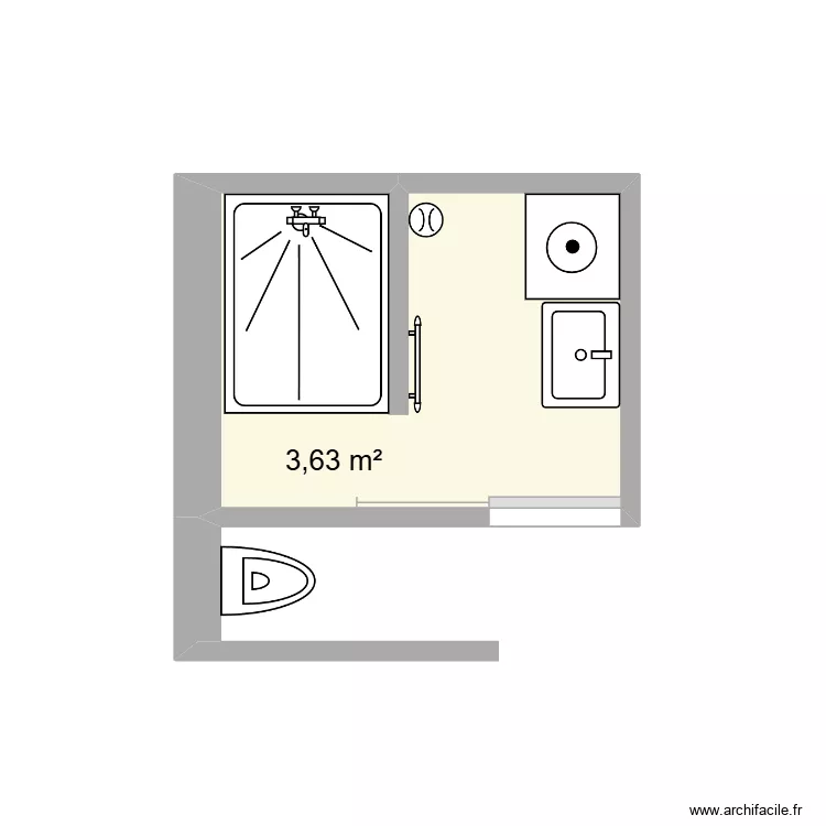 salle de bain. Plan de 1 pièce et 4 m²