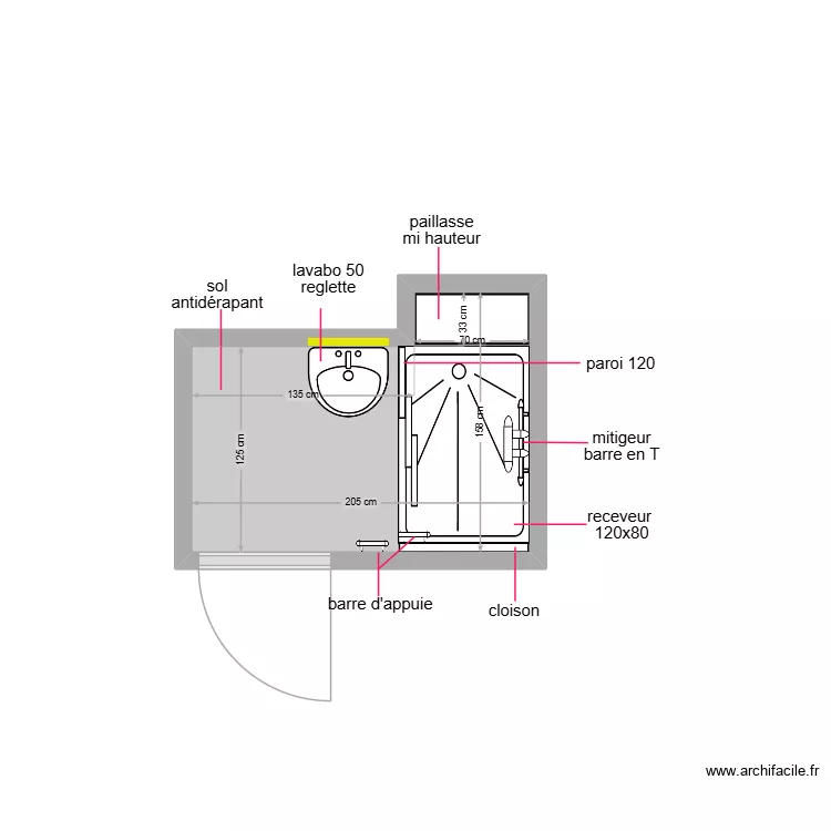 hamelet. Plan de 1  et 3 m²