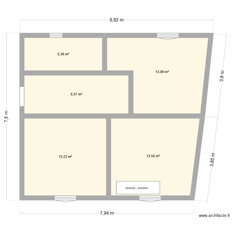 EXTENSION V1. Plan de 5 pièces et 54 m2