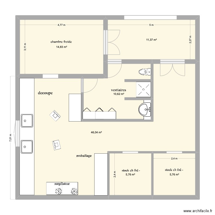 laboratoire Poum. Plan de 6 pièces et 94 m2