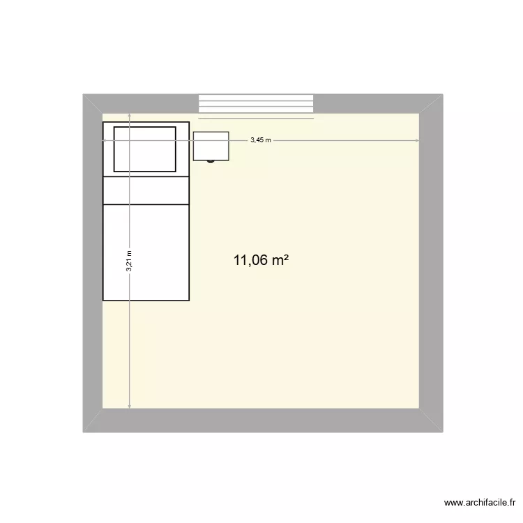 Chambre Victor. Plan de 1  et 11 m²
