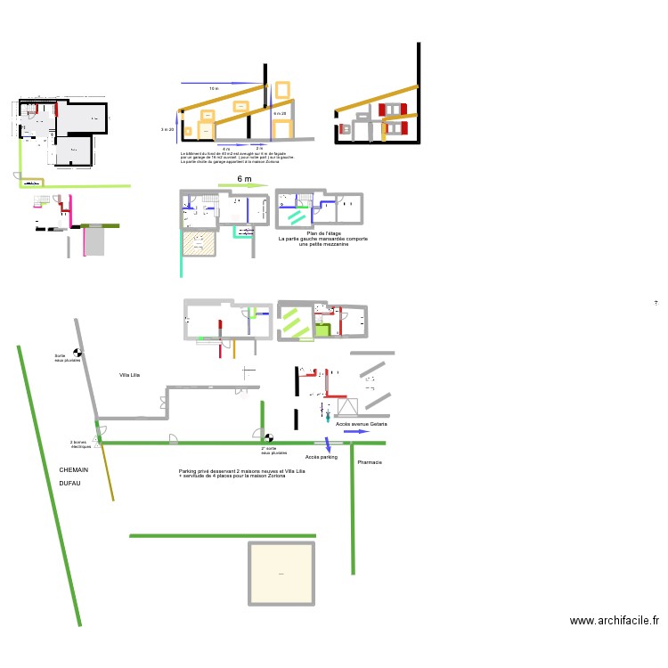 3 garages étage. Plan de 7 pièces et 75 m2