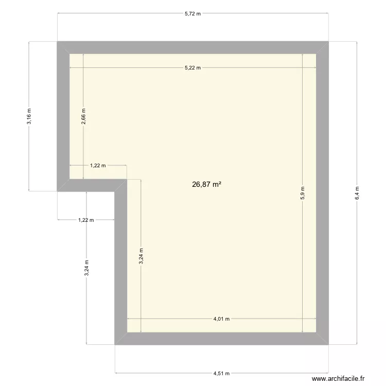 Chambre Aelia. Plan de 1  et 27 m²
