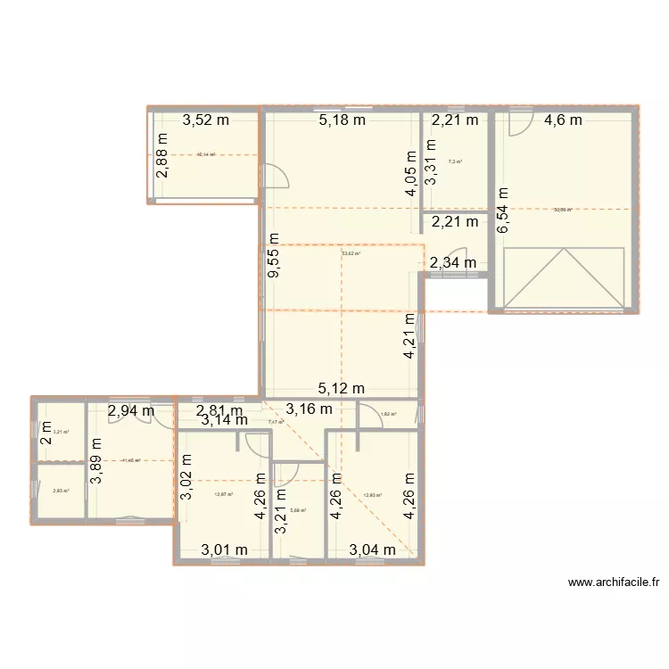 IDEE. Plan de 12 Pièces et 160 m²