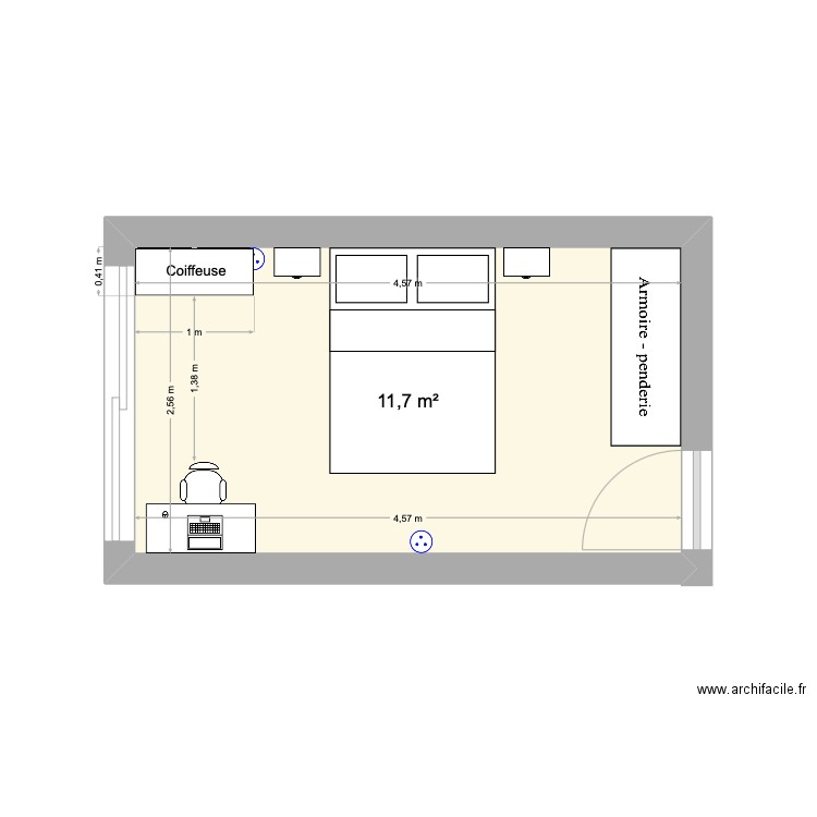 Elisa. Plan de 1 pièce et 12 m2
