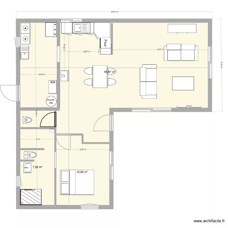 plan N&deg;56. Plan de 3  et 74 m²
