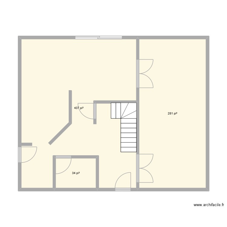Rez-de-chaussée. Plan de 3 pièces et 70 m2