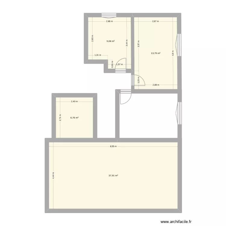 pierascas. Plan de 4 pièces et 68 m²