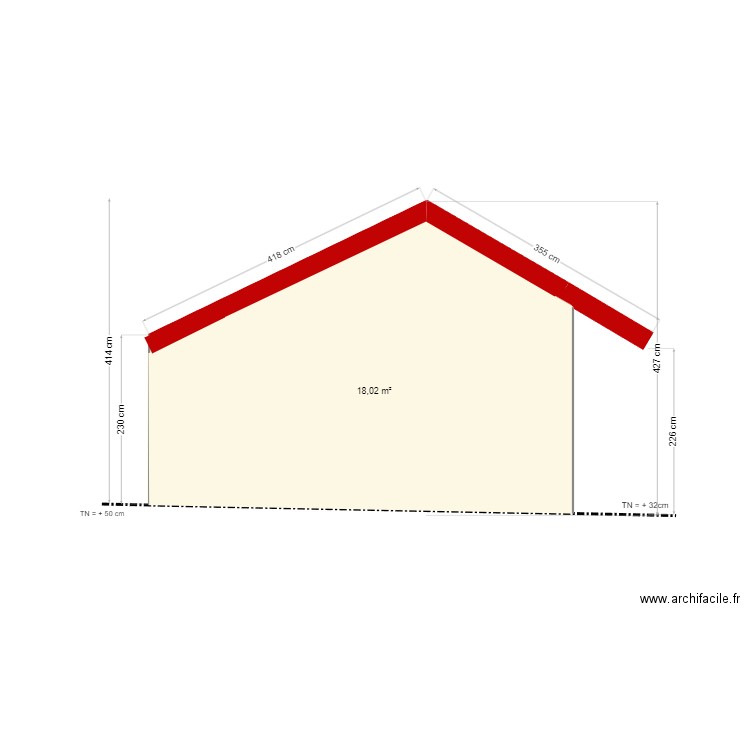 face nord appenti. Plan de 0 pièce et 0 m2