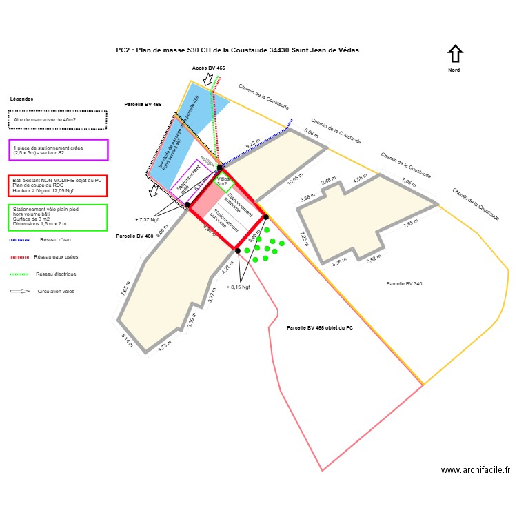 Saint jean de védas Servitude de passage modifiée. Plan de 4 pièces et 271 m2