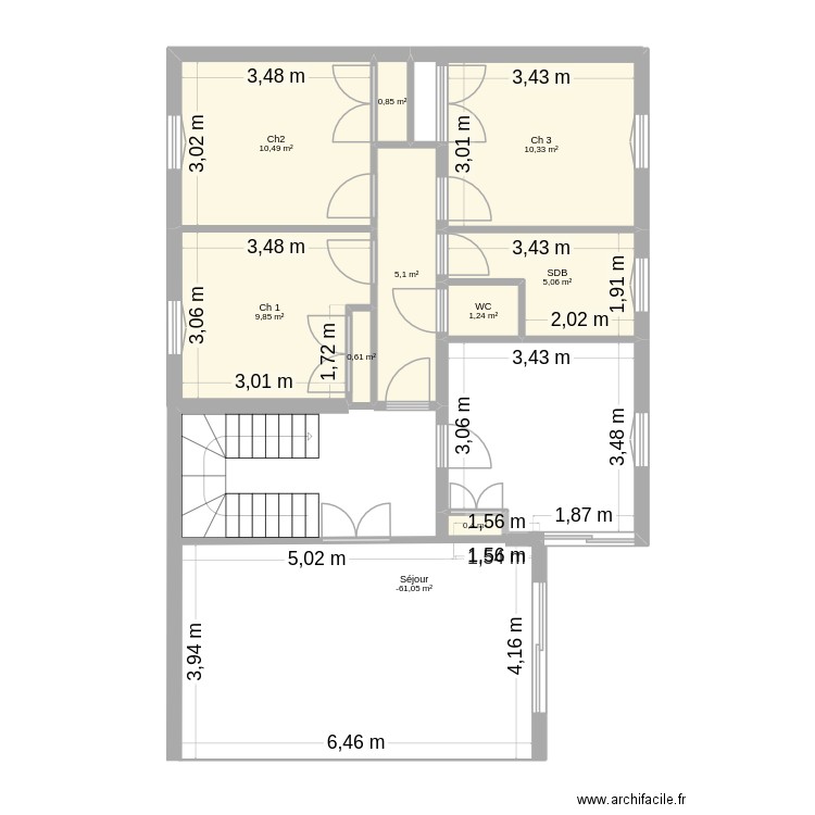 maison dr jeune 1 étage. Plan de 10 pièces et 81 m2