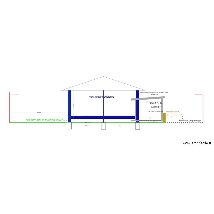 PLAN DE FACE SUD. Plan de 0 pièce et 0 m2
