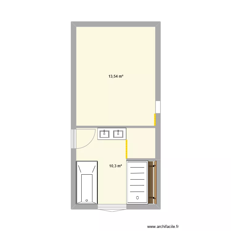 salle de bain chambre étage. Plan de 2 et 24 m² salle de bain chambre étage. Plan de 2 et 24 m²