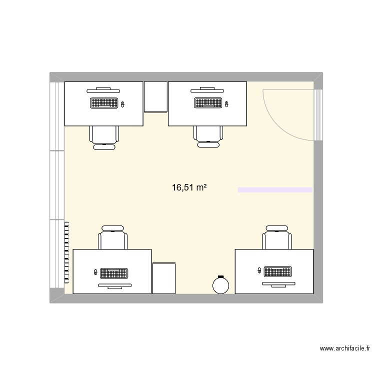 Bureau_chgt. Plan de 1 pièce et 17 m2