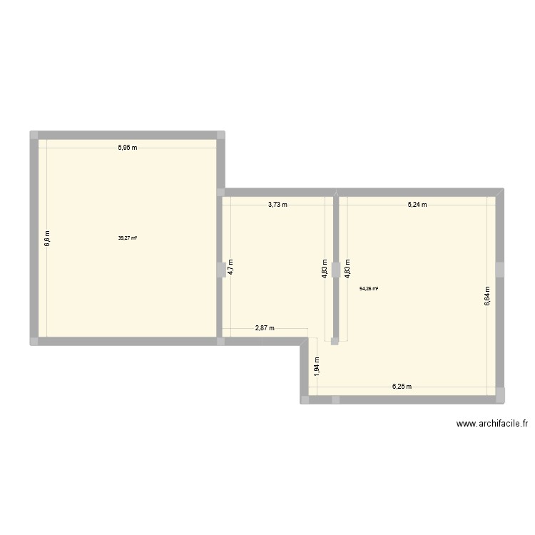 Italie. Plan de 2 pièces et 94 m2
