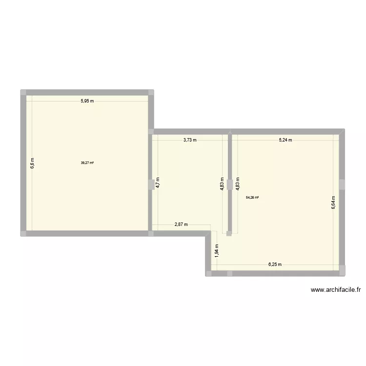 Italie. Plan de 2 pièces et 94 m²