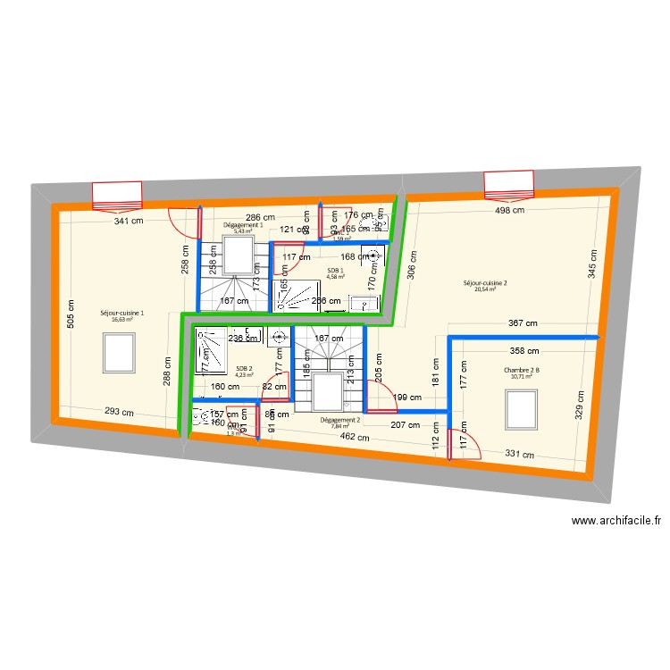 Tchiengang - Projet étage. Plan de 11 pièces et 155 m2