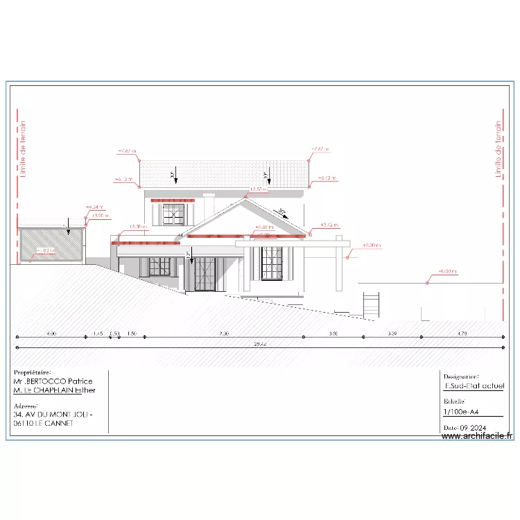 PCMI-5-façade SUD ACTUEL. Plan de PCMI-5-façade SUD ACTUEL. Plan de